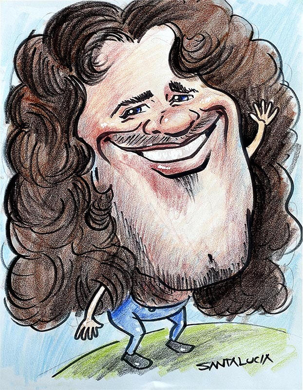 Caricature humoristique d’un homme charismatique aux traits exagérés, à l’expression audacieuse et à la personnalité dynamique, créée par un artiste caricaturiste de Montréal au Québec, Canada. Cette illustration de portrait visuellement saisissante et lud Caricature humoristique et exagérée d’un homme aux traits du visage marqués et à la personnalité expressive, créée par un artiste caricaturiste de Montréal au Québec Canada, illustration de portrait stylisée et vibrante